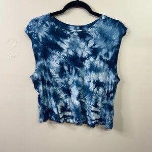 JoyLab Blue White Tie-Dye Crop Top